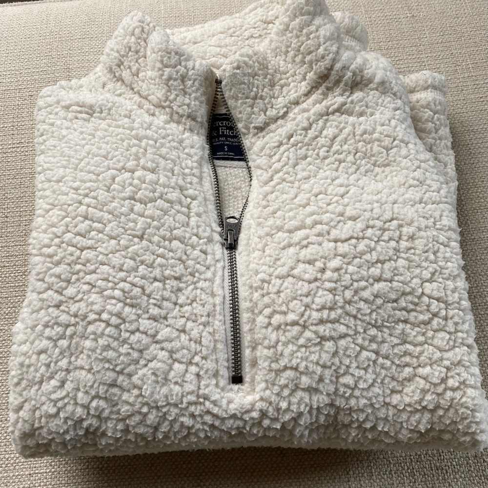 Abercrombie Sherpa Fleece Half Zip- Cream